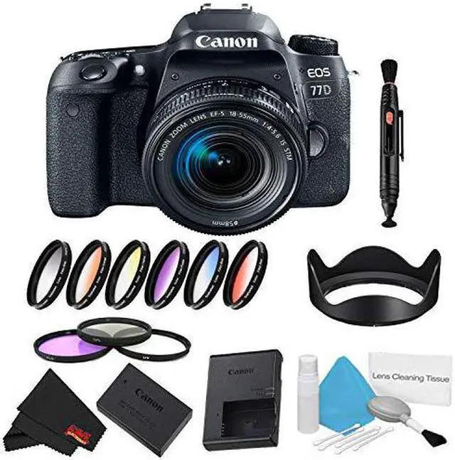 Alt view image 4 of 4 - Canon EOS 77D DSLR Camera with 18-55mm Lens Bundle w/ 9 Piece Filter Kit (Intl Model)
