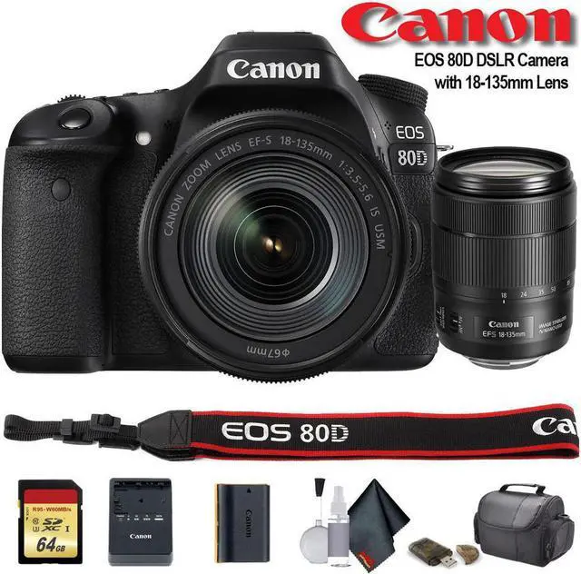 Main image of Canon EOS 80D DSLR Camera with 18-135mm Lens (1263C006) - Starter Bundle