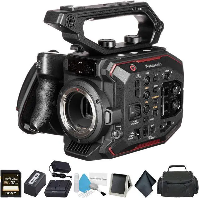 Main image of Panasonic AU-EVA1 Compact 5.7K Super 35mm Handheld Cinema Camera Body - Bundle with 32GB Memory Card + Carrying Case - Intl Model
