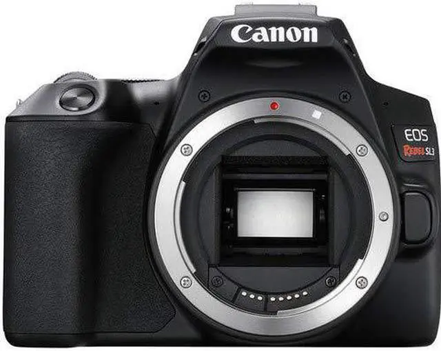 Alt view image 2 of 4 - Canon EOS Rebel SL3 DSLR Camera (Black, Body Only) Bundle with 2x64GB Memory Card + Battery for Canon PE17 + LCD Screen