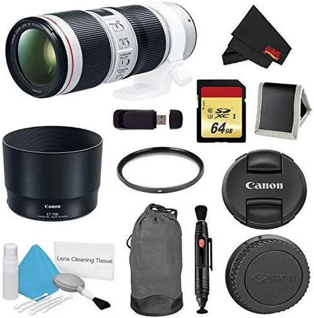Alt view image 4 of 4 - Canon EF 70-200mm f/4L IS II USM Lens Bundle w/ 64GB Memory Card + Accessories, and UV Filter (Intl Model)