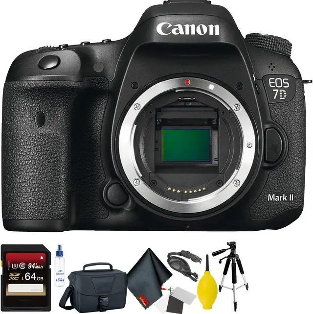 Main image of Canon EOS 7D Mark II DSLR Camera (Body Only) + 64GB Memory Card + Mega Accessory Kit + 2 Year Accidental Warranty