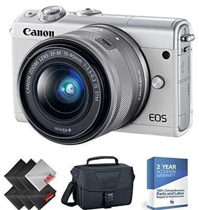 Alt view image 2 of 3 - Canon EOS M100 Mirrorless Digital Camera with 15-45mm Lens (White) + 2 Year Accidental Warranty