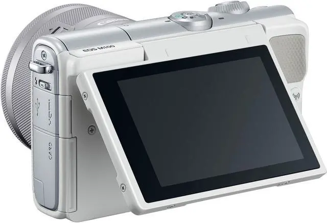 Alt view image 4 of 4 - Canon EOS M100 Mirrorless Digital Camera (White) with 15-45mm Lens + Flexible Tripod + UV Protection Filter + Professional Case + Card Reader - International Version