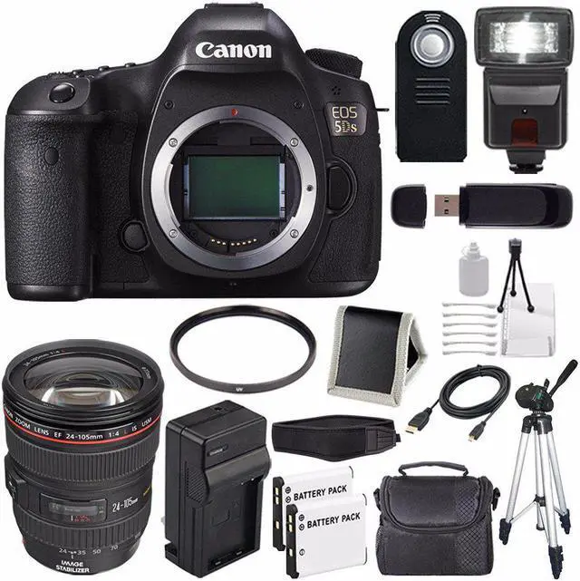Main image of Canon EOS 5DS DSLR Camera (International Model) 0581C002 + Canon EF 24-105mm f/4L IS USM Lens + Bundle