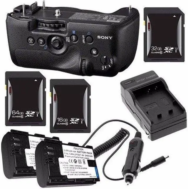 Alt view image 2 of 3 - Sony Vertical Battery Grip for Alpha A99 DSLR Camera + NP-FM500H Battery + External Charger + 16GB SDHC Card + 32GB SDHC Card + 64GB SDXC Card Saver Bundle