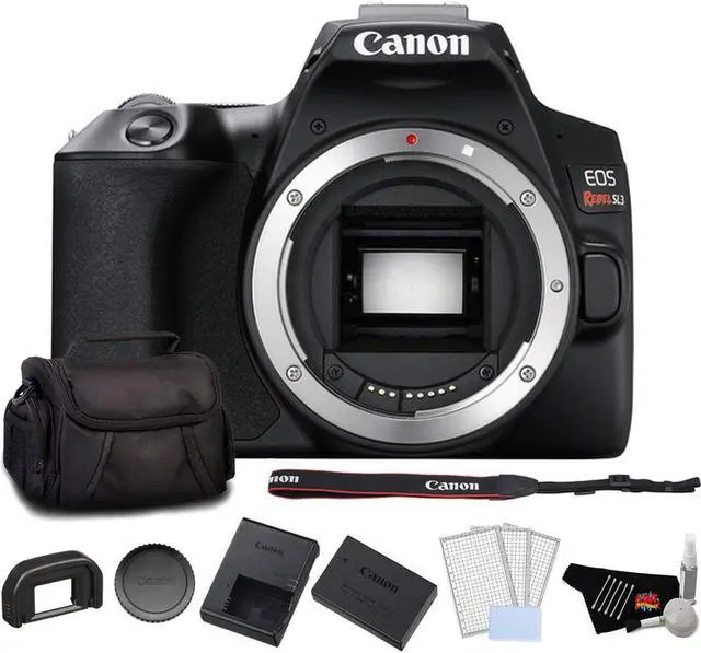 Main image of Canon EOS Rebel SL3 DSLR Camera (Black, Body Only) Bundle with LCD Screen Protectors + Carrying Case and More