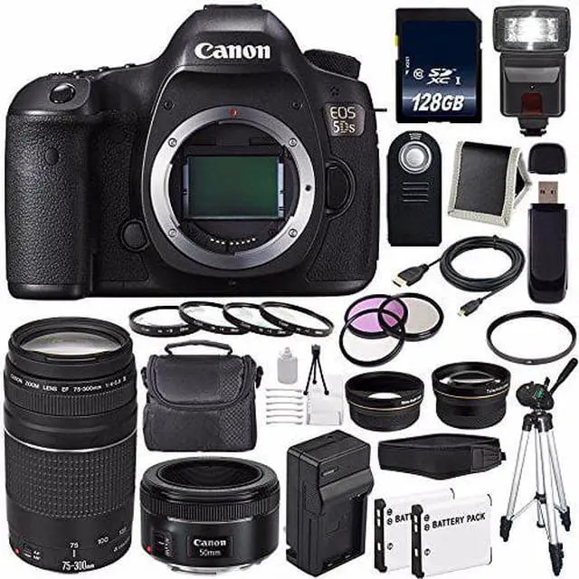 Alt view image 2 of 2 - Canon EOS 5DS DSLR Camera (International Model) 0581C002 + Canon EF 75-300 III+ EF 50mm f/1.8 STM Lens Bundle