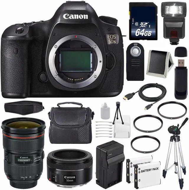 Main image of Canon EOS 5DS DSLR Camera (International Model) 0581C002 + EF 24-70mm f/2.8L II USM Lens + 64GB SDXC Card Bundle