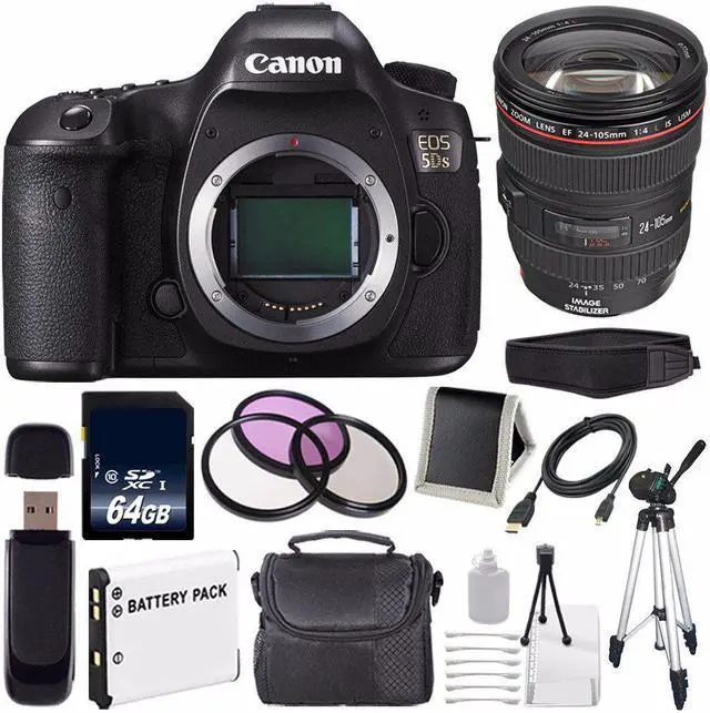 Main image of Canon EOS 5DS DSLR Camera (International Model) 0581C002 + Canon EF 24-105mm f/4L IS USM Lens + LP-E6 Battery Bundle