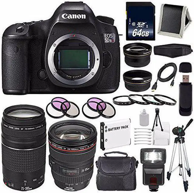 Alt view image 2 of 2 - Canon EOS 5DS R DSLR Camera (International Model) 0582C002 + Canon EF 24-105mm f/4L is USM Lens + Canon EF 75-300 III+ LP-E6 Replacement Battery + 64GB SDXC Card Bundle
