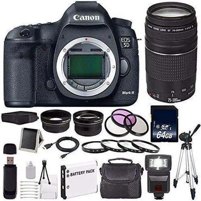 Alt view image 2 of 2 - Canon EOD 5D III Digital Camera International Model + Canon EF 75-300 III + 58mm Macro Close Up Kit Bundle