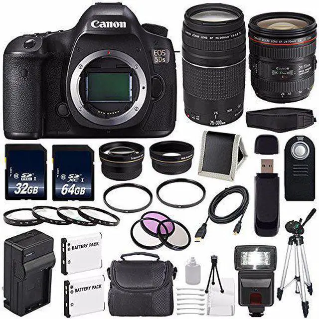 Alt view image 2 of 2 - Canon EOS 5DS DSLR Camera (International Model) 0581C002 + EF 24-70mm Lens + Canon EF 75-300 III Bundle