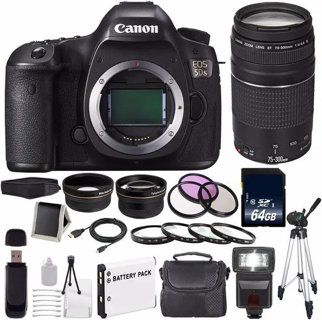 Main image of Canon EOS 5DS DSLR Camera (International Model) 0581C002 + Canon EF 75-300 III + 64GB SDXC Card Bundle