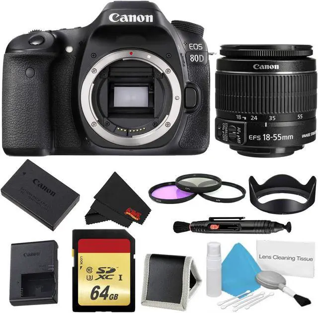 Main image of Canon EOS 80D DSLR Camera Body Only 3 Piece Filter w/ Memory Bundle (Intl Model)