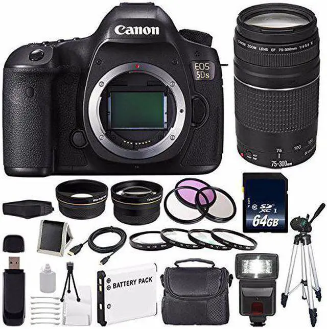 Alt view image 2 of 2 - Canon EOS 5DS DSLR Camera (International Model) 0581C002 + Canon EF 75-300 III+ LP-E6 Replacement Battery Bundle