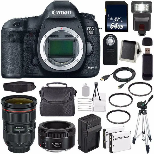 Main image of Canon EOD 5D III Digital Camera International Model + Canon EF 24-70mm f/2.8L II USM Lens + Charger Bundle