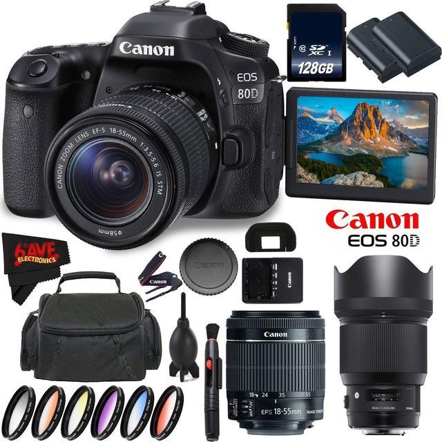 Canon EOS 80D DSLR Camera with 18-55mm Lens 1263C005 (International  Version) + Sigma 85mm f/