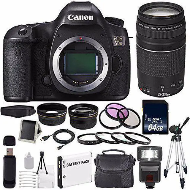 Alt view image 2 of 2 - Canon EOS 5DS DSLR Camera (International Model) 0581C002 + Canon EF 75-300 III + 64GB SDXC Card Bundle