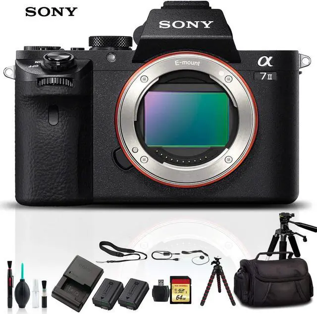 Main image of Sony Alpha a7 II Mirrorless Camera ILCE7M2/B With Soft Bag, Tripod, Additional Battery, 64GB Memory Card, Card Reader , Plus Essential Accessories