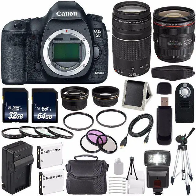 Main image of Canon EOD 5D III Digital Camera International Model + Canon EF 75-300 III + 64GB SDXC Card Bundle