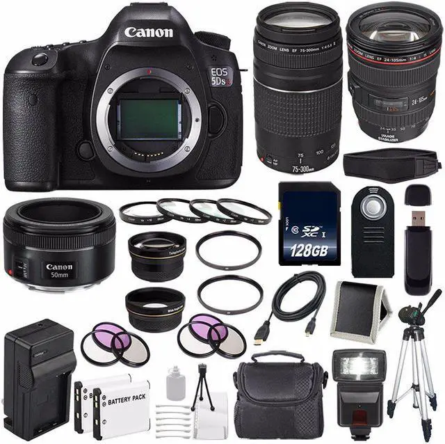 Main image of Canon EOS 5DS R DSLR Camera (International Model) 0582C002 + Canon EF 24-105mm f/4L IS USM Lens + Charger Bundle