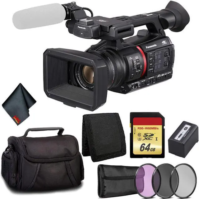 Main image of Panasonic 4K Camcorder - Bundle Kit with 64GB Memory Card + 3 Pc Filter Kit + Carrying Case and More