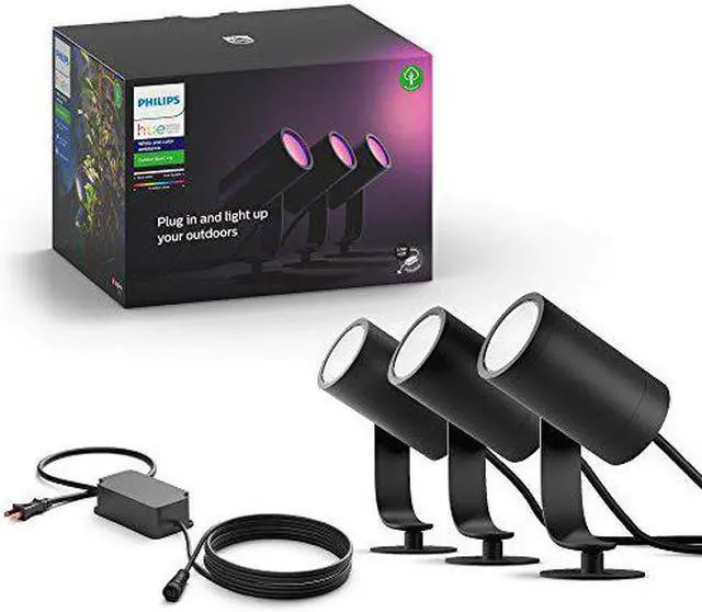 Alt view image 6 of 9 - Hue White and Color Ambiance Lily Black Outdoor Integrated LED Landscape Smart Wireless Lights (3-Pack)