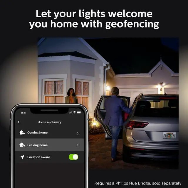 Alt view image 4 of 4 - Hue White Inara Black Outdoor LED Wall Mount Sconce with Smart Wireless A19 Light Bulb