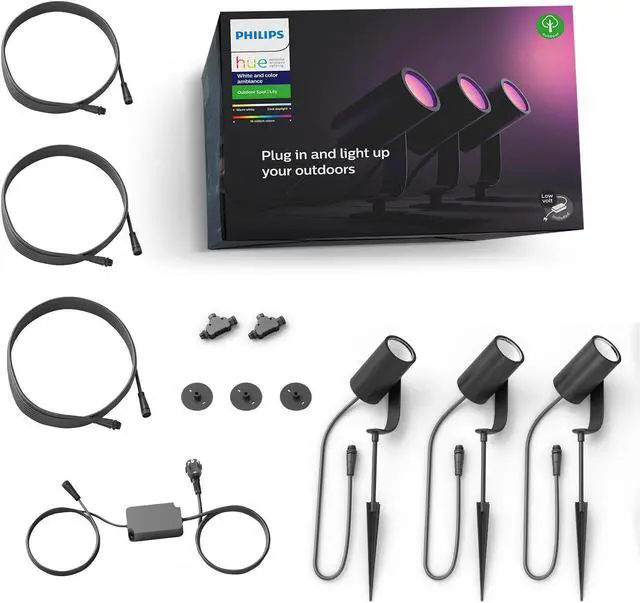 Alt view image 8 of 9 - Hue White and Color Ambiance Lily Black Outdoor Integrated LED Landscape Smart Wireless Lights (3-Pack)