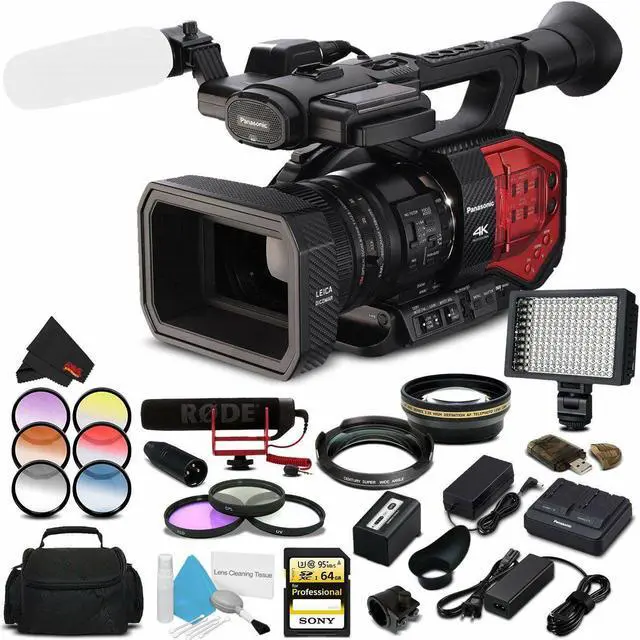 Main image of Panasonic AG-DVX200 4K Camcorder with Four Thirds Sensor and Integrated Zoom Lens + Sony 64GB Card + Extended Warranty + Light + Rode Video Mic Go + Case + 3 Piece Filter Kit and More - Studio Bundle