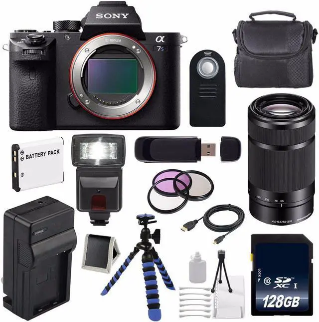 Main image of Sony Alpha a7S II a7S Mark II a7SII ILCE7SM2/B Mirrorless Digital Camera (International Model ) + Sony E 55-210mm f/4.5-6.3 OSS E-Mount Lens (Black) + 49mm Filter Kit 6AVE Bundle 119