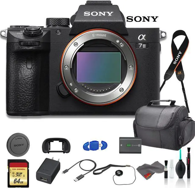 Alt view image 3 of 12 - Sony Alpha a7 III Mirrorless Digital Camera (Body Only) Bundle - With Bag, 64GB Memory Card, Memory Card Reader and More