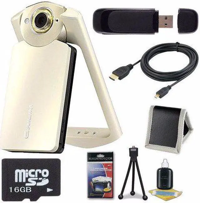 Main image of Casio EX-TR60 Self Portrait/ Selfie Digital Camera (Silky White) + 16GB microSD Memory Card + Micro HDMI Cable + SDHC Card USB Reader + Memory Card Wallet + Deluxe Starter Kit 6AVE Bundle