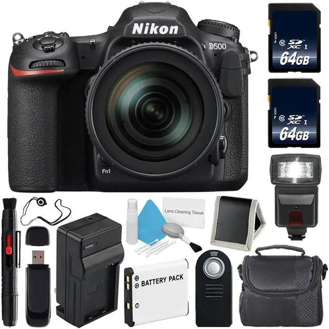 Main image of Nikon D500 DSLR Camera with 16-80mm Lens (International Model)  + Carrying Case + Universal Wireless Remote Shutter Release Bundle