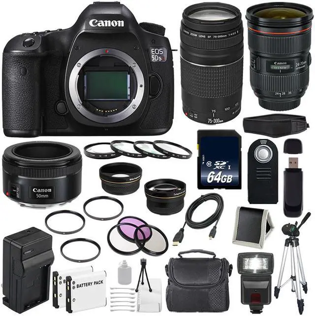 Main image of Canon EOS 5DS R DSLR Camera (International Model) (0582C002) + Canon EF 75-300 III + EF 50mm f/1.8 STM Lens Bundle