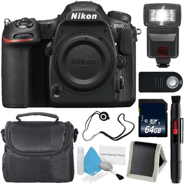 Main image of Nikon D500 DSLR Camera (Body Only) (International Model)  + Carrying Case + Universal Wireless Remote Shutter Release Bundle