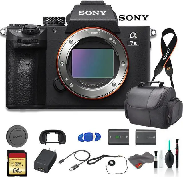 Main image of Sony Alpha a7 III Mirrorless Digital Camera (Body Only) Bundle - With Bag, Extra Battery, 64GB Memory Card, Memory Card Reader and More