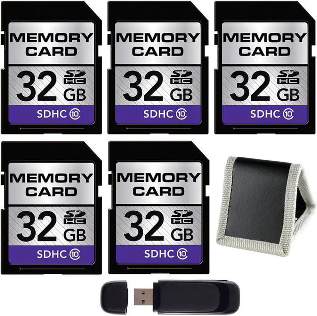 Main image of 32GB SDHC Class 10 Memory Card + SD Card USB Reader + Memory Card Wallet Bundle (5-Pack)