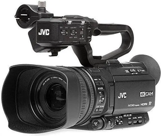 Alt view image 2 of 6 - JVC GY-HM180 Ultra HD 4K Camcorder with HD-SDI (GY-HM180U) With Padded Case, LED Light, 64GB Memory Card and More Base Bundle