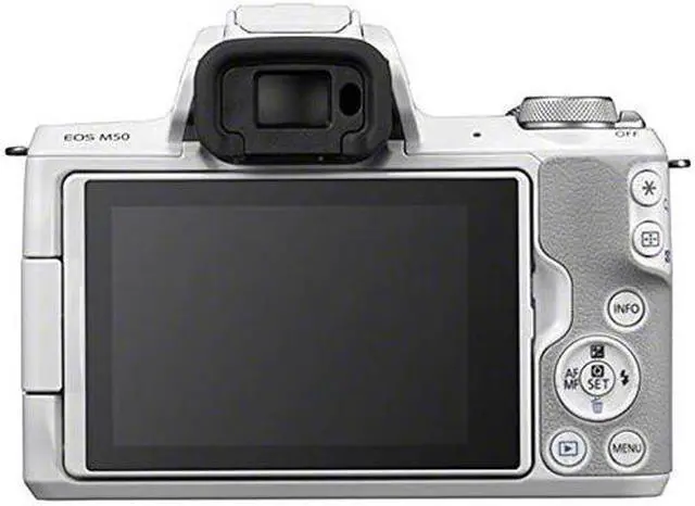 Alt view image 4 of 4 - Canon EOS M50 Mirrorless Digital Camera (White, Body Only) + 64GB Class 10 Memory Card + Canon Camera Case + Flexible Tripod + Memory Card Wallet + Cap Keeper + Card Reader - International Version