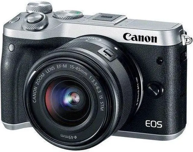 Alt view image 2 of 4 - Canon EOS M6 Mirrorless Digital Camera with 15-45mm Lens (Intl Model) (Silver) (1725C011) - Starter Bundle