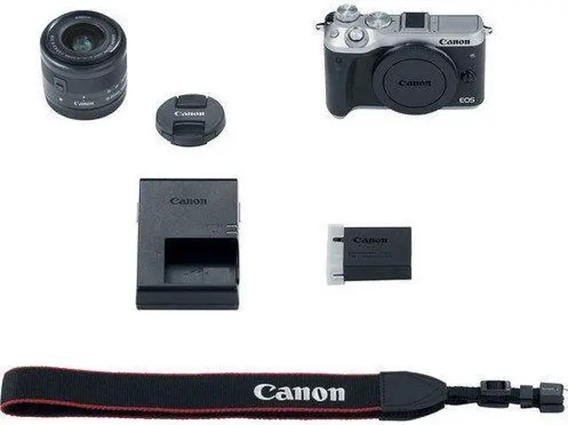 Alt view image 4 of 4 - Canon EOS M6 Mirrorless Digital Camera with 15-45mm Lens (Intl Model) (Silver) (1725C011) - Starter Bundle