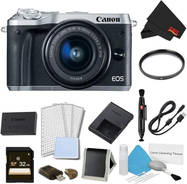 Canon EOS M6 Mirrorless Digital Camera with 15-45mm Lens (Silver