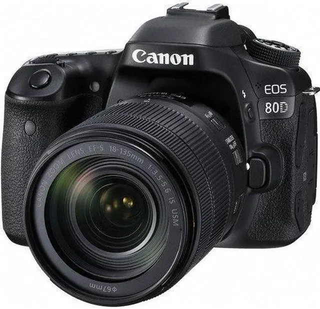 Alt view image 2 of 4 - Canon EOS 80D DSLR Camera with 18-135mm Lens (1263C006) W/ Bag, Extra Battery, LED Light, Mic, Filters, Tripod, Monitor and More - Professional Bundle