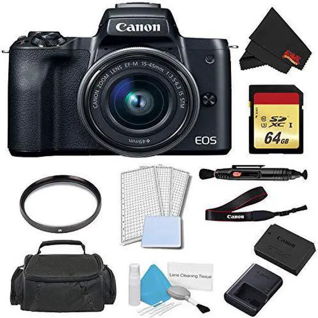 Alt view image 4 of 4 - Canon EOS M50 Mirrorless Digital Camera with 15-45mm Lens (Black) Advanced Bundle w/ 64GB Memory Card - Intl Model
