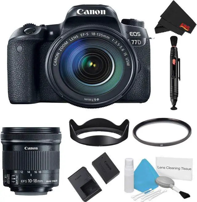 Main image of Canon EOS 77D DSLR Camera with 18-135mm Lens Bundle + Bonus 10-18mm Lens (Intl Model)