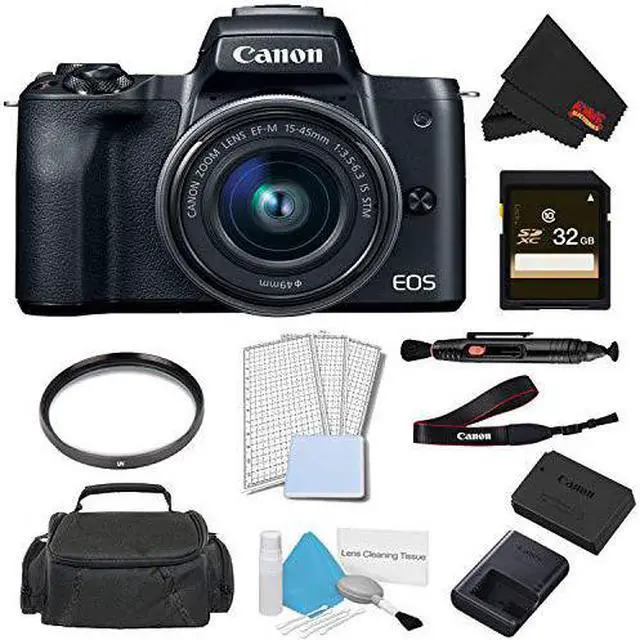 Alt view image 4 of 4 - Canon EOS M50 Mirrorless Digital Camera with 15-45mm Lens (Black) Advanced Bundle w/ 32GB Memory Card - Intl Model