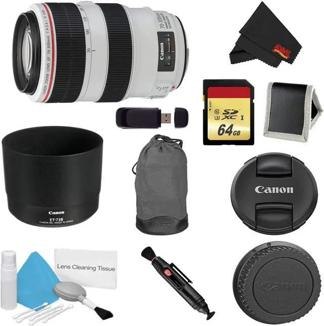 Main image of Canon EF 70-300mm f/4-5.6L is USM Lens Bundle w/ 64GB Memory Card + Accessories (International Model)