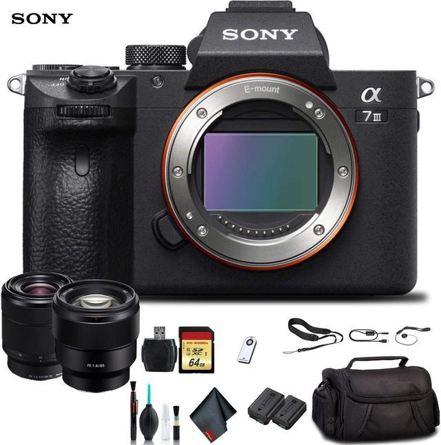 Sony Alpha a7 III Mirrorless Camera with 28-70mm Lens ILCE7M3K/B With Sony  FE 85mm Lens, Soft Bag, Additional Battery, 64GB Memory Card, Card Reader ,  Plus Essential Accessories 